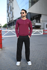 BURGUNDY HENLEY
