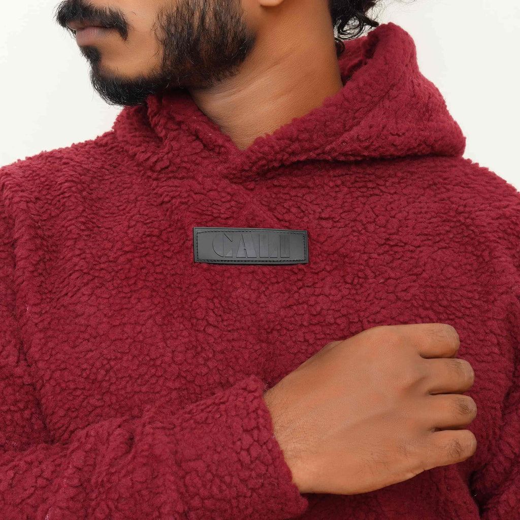 Berlin Cotton Furr Hoodie Maroon - CaliGear