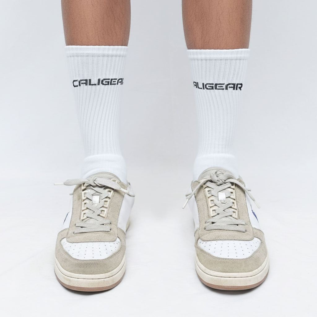 CALIGEAR WHITE FRONT KNIT ORGANIC SOCKS - CaliGear