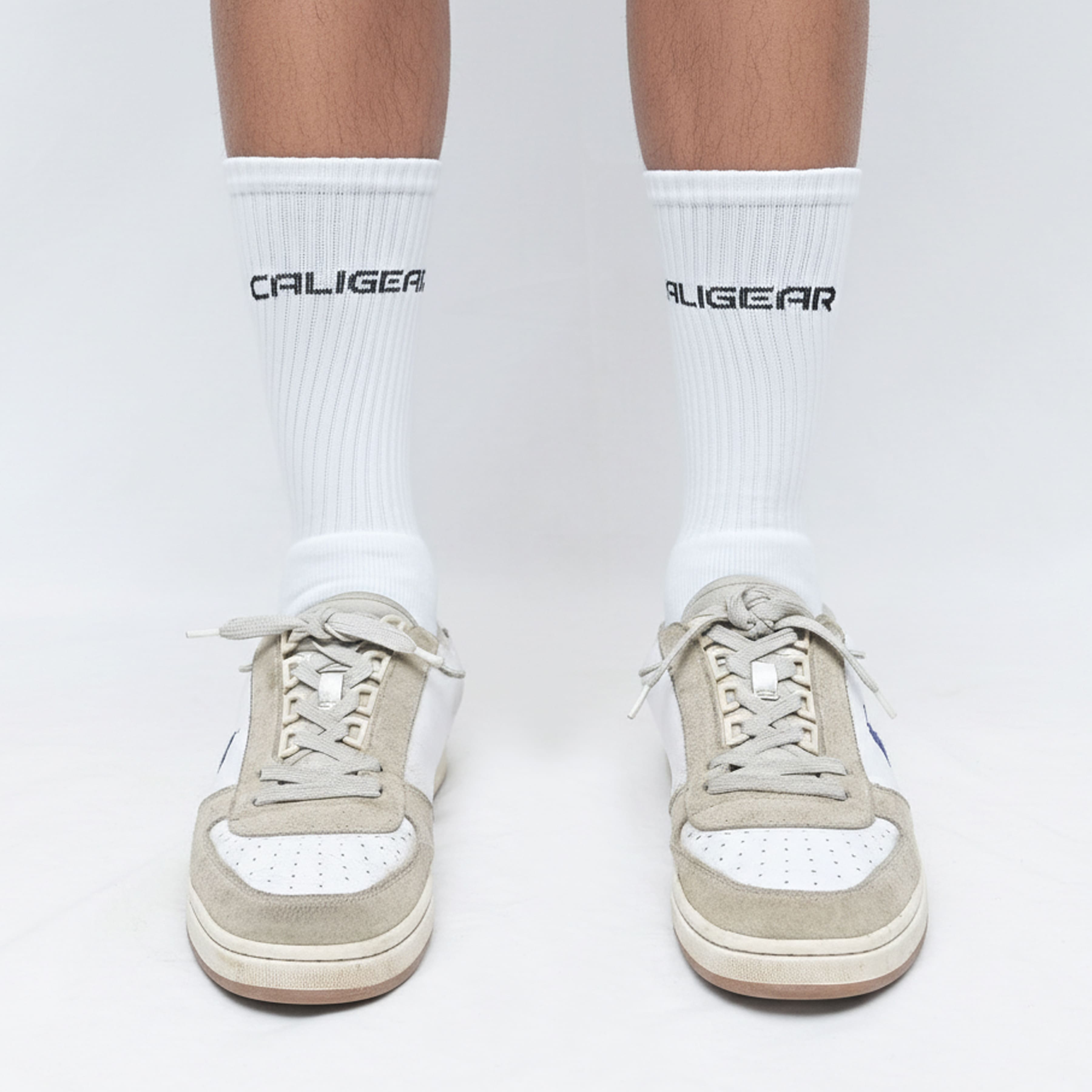 CALIGEAR WHITE FRONT KNIT ORGANIC SOCKS
