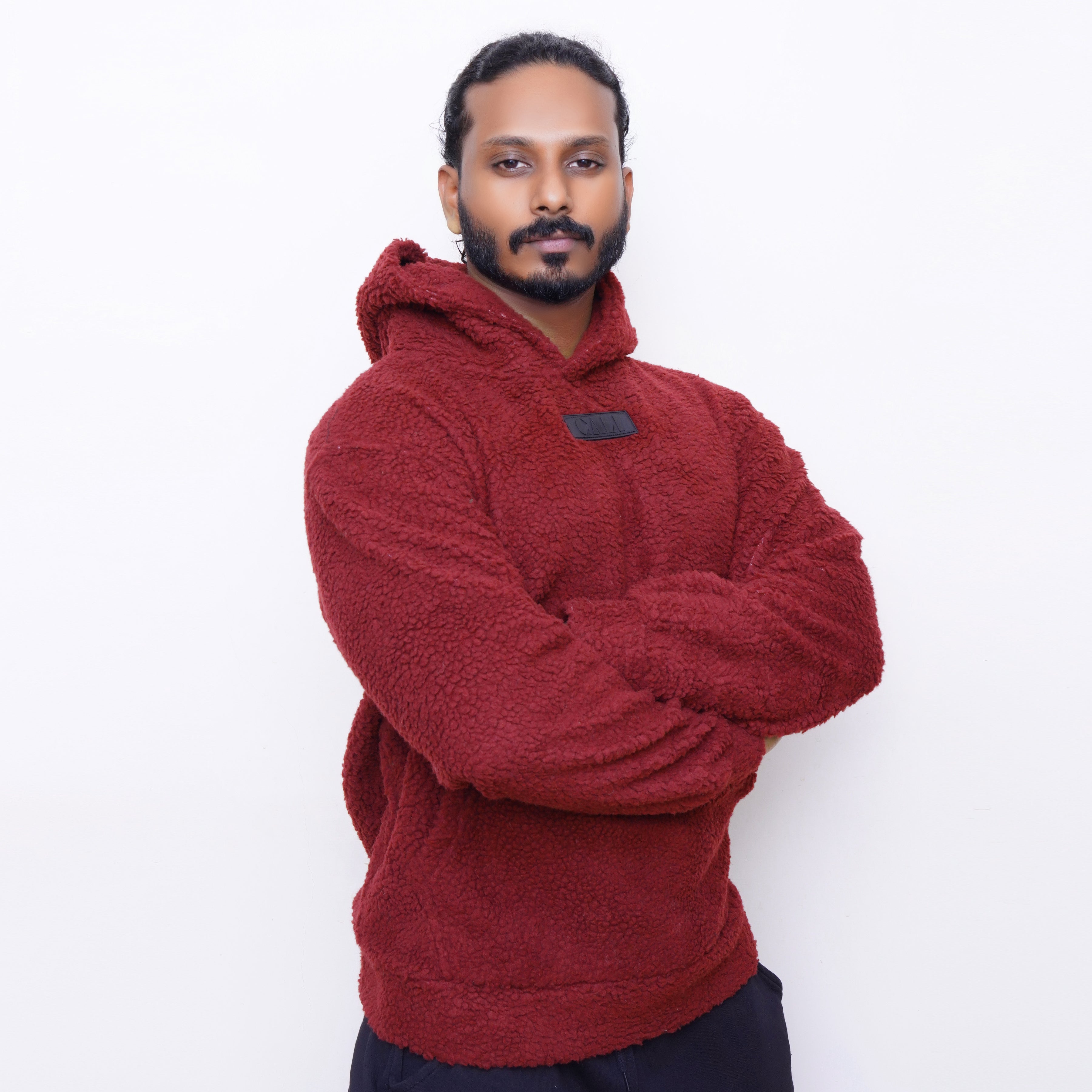 Berlin Cotton Furr Hoodie Maroon