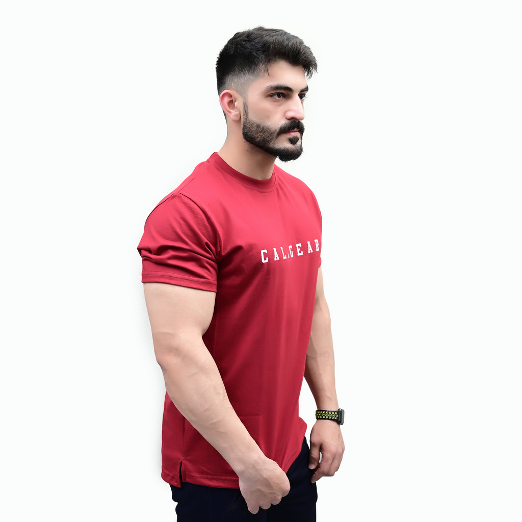 Side Slit T-Shirt - Maroon - CaliGear
