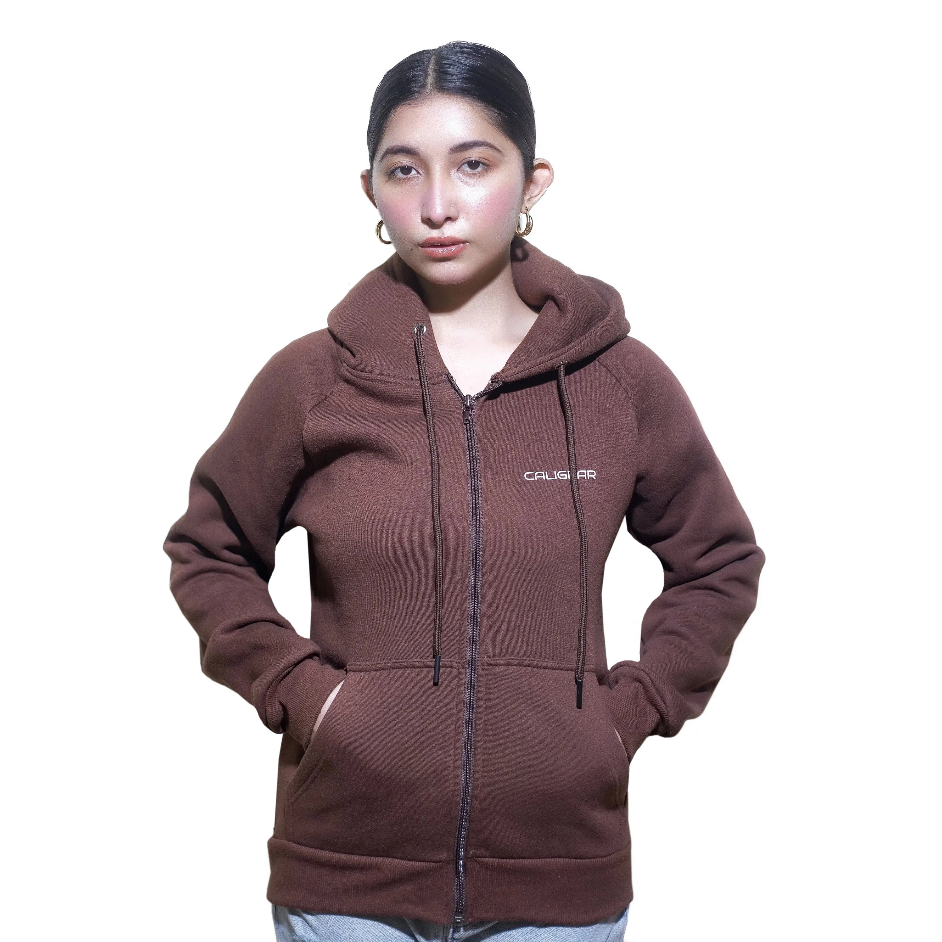 TRAINING FLEECE ZIP HOODIE - CHOCOLATE BROWN - CaliGear