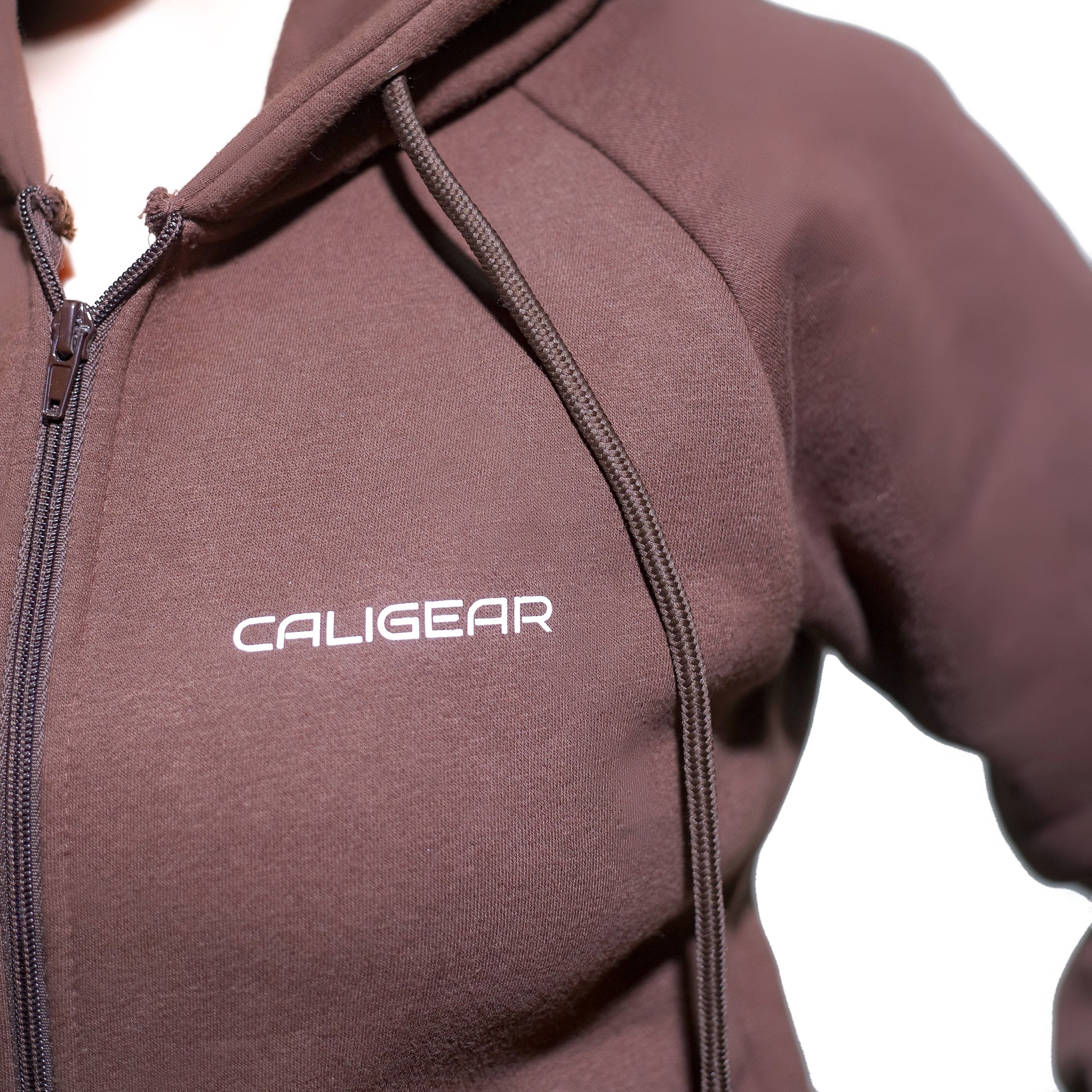 TRAINING FLEECE ZIP HOODIE - CHOCOLATE BROWN - CaliGear
