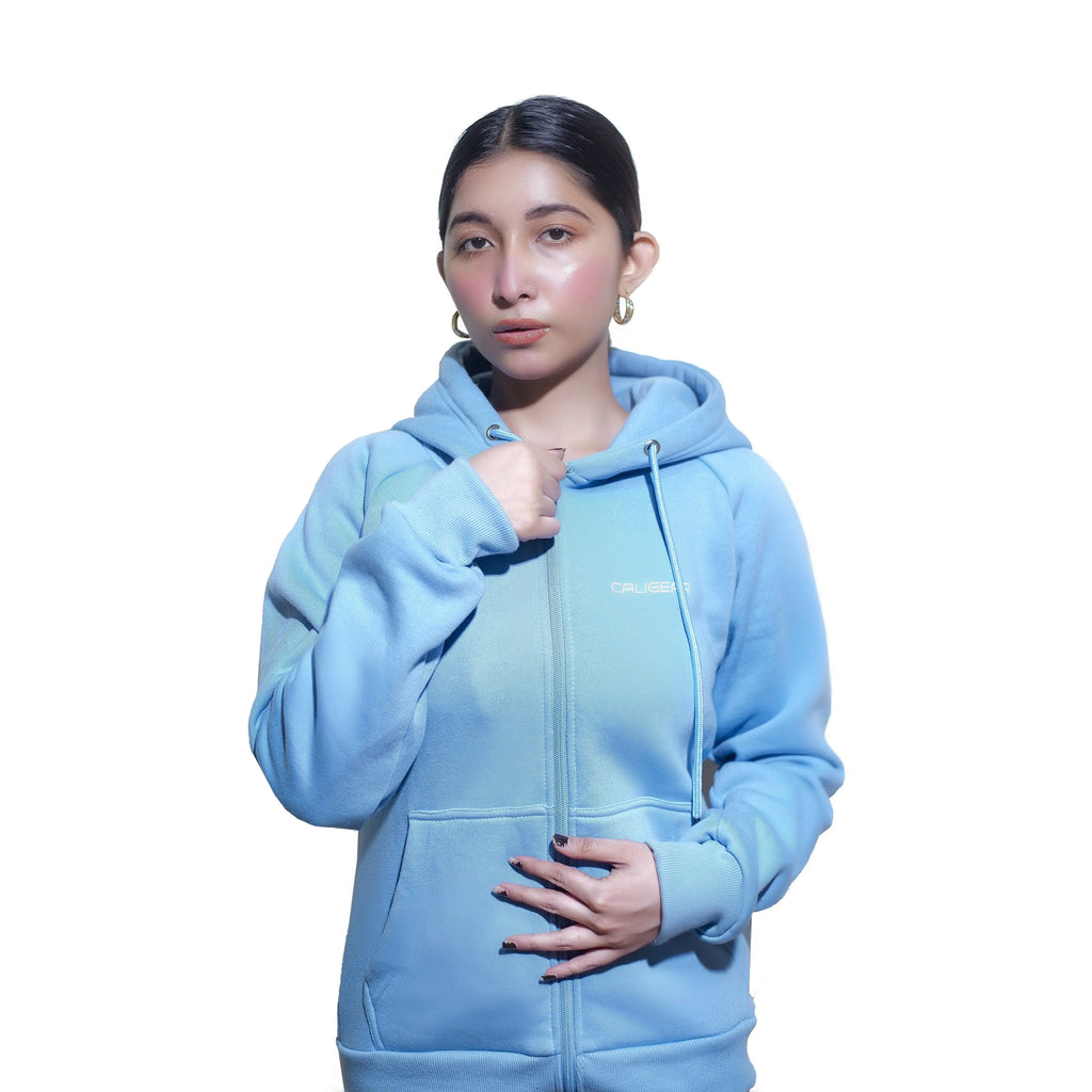 TRAINING FLEECE ZIP HOODIE - SKY BLUE - CaliGear