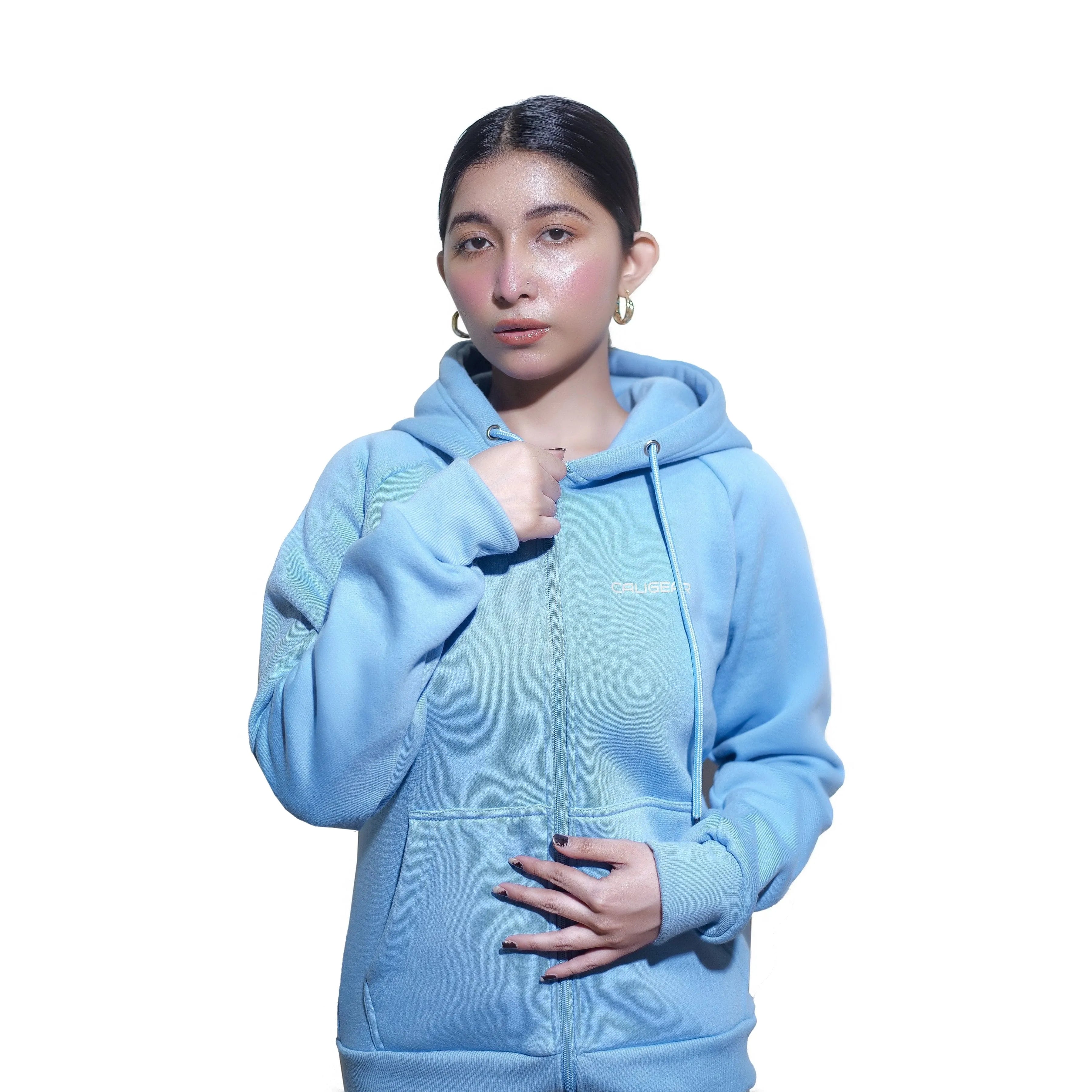TRAINING FLEECE ZIP HOODIE - SKY BLUE - CaliGear