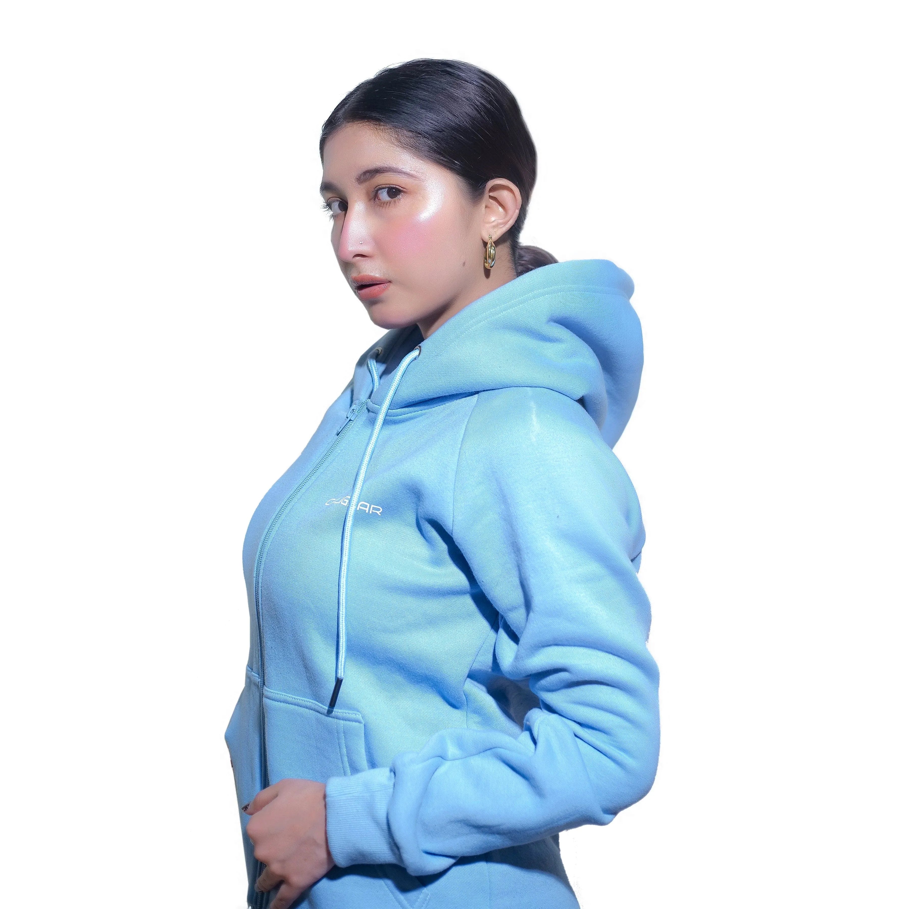 TRAINING FLEECE ZIP HOODIE - SKY BLUE - CaliGear