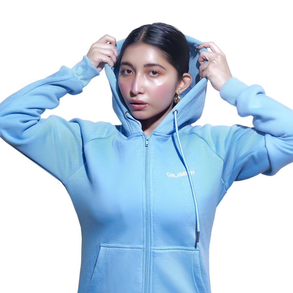 TRAINING FLEECE ZIP HOODIE - SKY BLUE - CaliGear